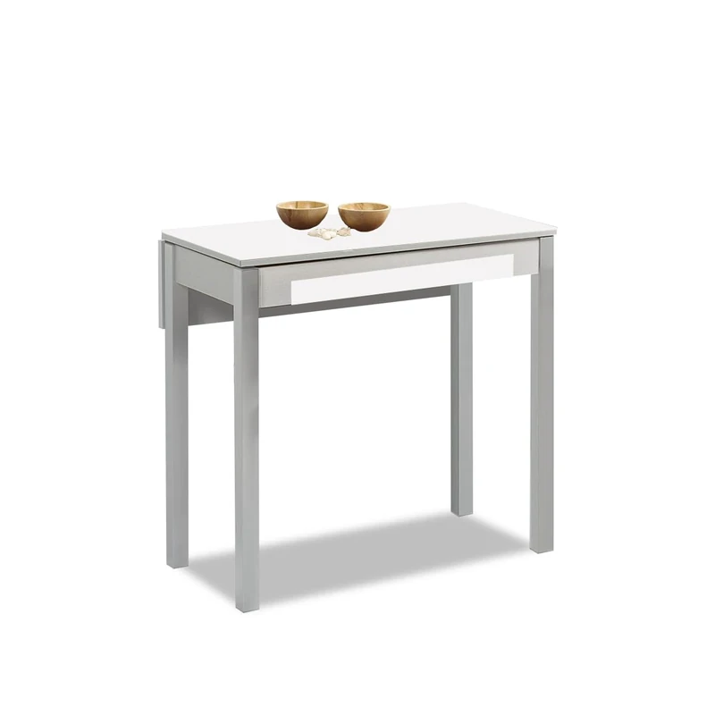 ASTIMESA Kitchen Table, White, 90x50cm-extendida 90x70 cms
