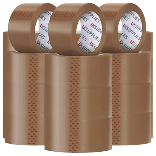 UK SUPPLIES LIMITED 48 Rolls LOW NOISE Premium Brown Packaging Tape (All Pack Sizes) 48MM X 66M Extra Strong Secure Sticky Adhesive Durable Parcel Sealing Tape for Packing Boxes & Moving Houses
