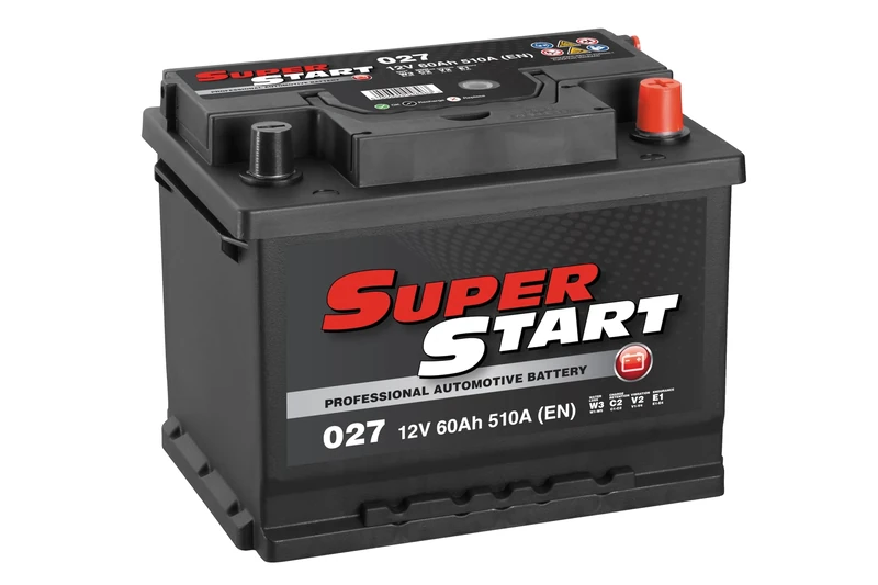 SUPER START 027 Car Battery Calcium Black Case SMF & SOCI 12V 510CCA 60Ah T1