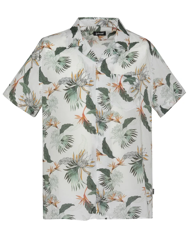 Schott NYC Men's Shrivera Shirt, Off White Paradise, L