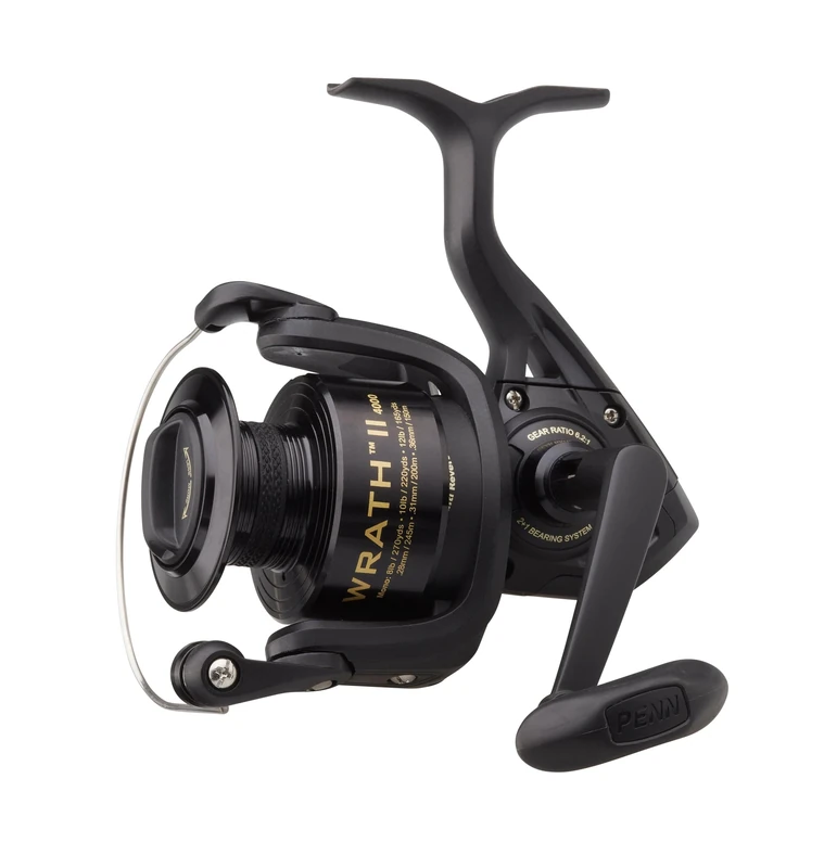 PENN Wrath II Spinning Reel, Fishing Reel, Sea Fishing Reel Designed to be Versatile and Great Value for Money, Perfect for Catching Bass, Cod, Pollack, Wrasse, and Many More, Unisex, Black, 5000