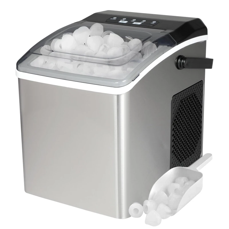Koolatron Countertop Ice Maker Machine 12KG Portable Ice Cube Maker 9 Cubes in 6 Mins Self-Cleaning Compact Ice Machine for Home Bar Party Office, Grey - Image 1