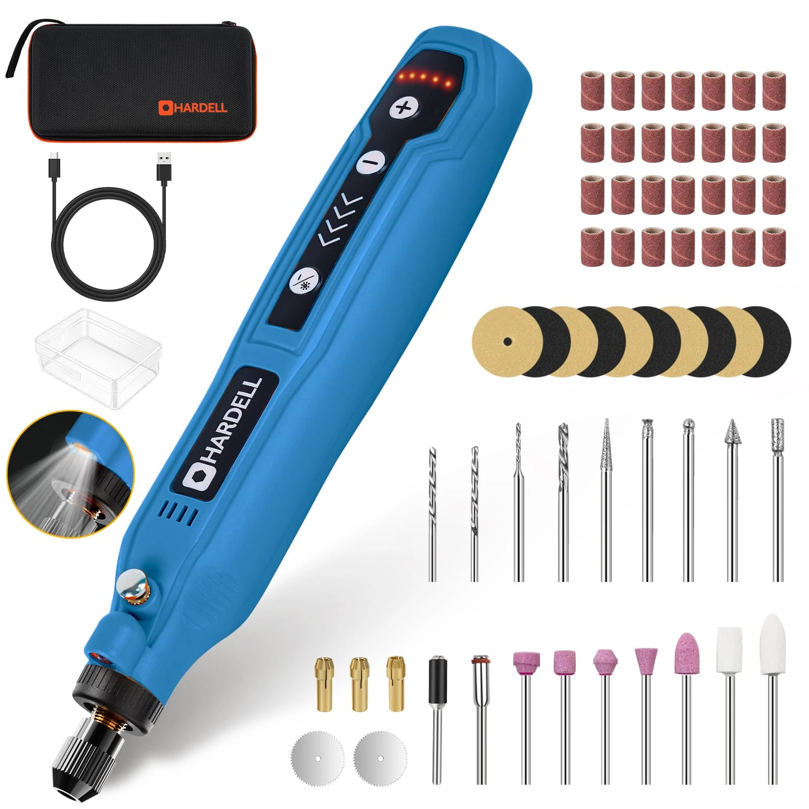HARDELL Mini Cordless Rotary Tool Kit, 69 Accessories, 3.7V Type-C Charging Power Rotary Tool for Engraving, Sanding, Polishing, Carving, Cutting, DIY Crafts