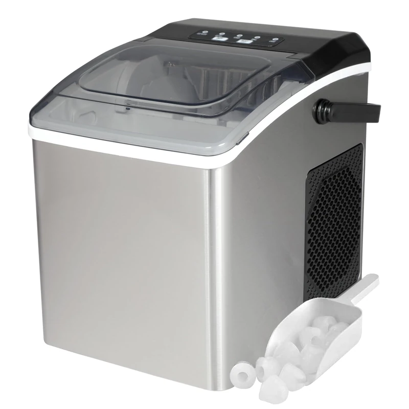 Koolatron Countertop Ice Machine | Portable Ice Maker | 11.7 kg of ice each day | 9 Ice Cubes Ready in 6 Mins | 2 Sizes Of Ice Pellets | Ice Scoop & Basket Included | Self-Cleaning | Stainless Steel