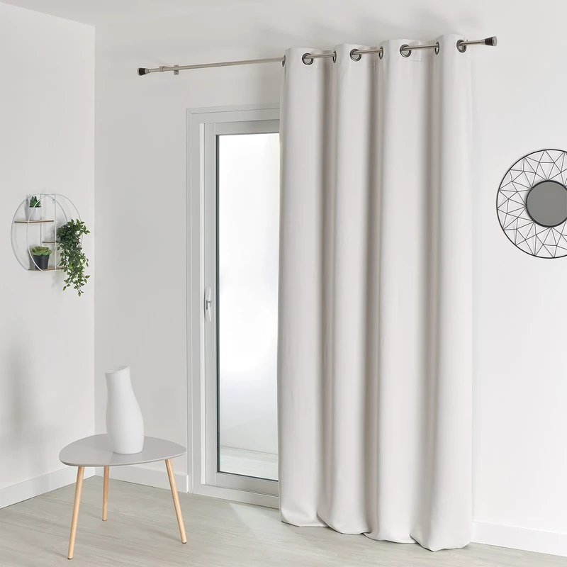 HomeMaison M1 Blackout Curtain - Fire Resistant Curtain - Off-White - 140 x 260 cm