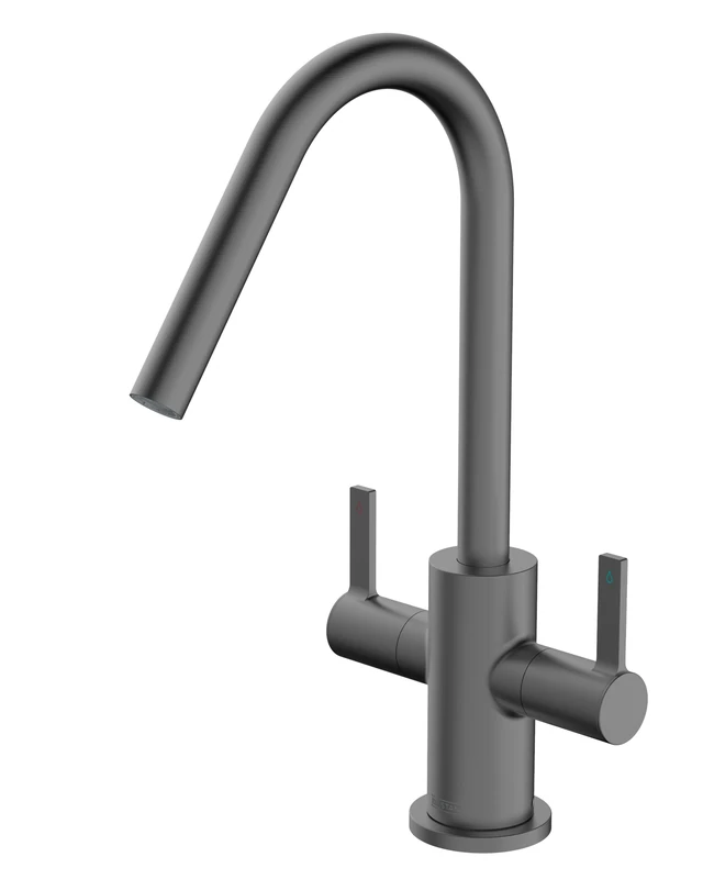 Bristan Cashew Sink Mixer with Easyfit Installation, Deck Mounted Kitchen Taps Mixers, Gun Metal Grey Finish