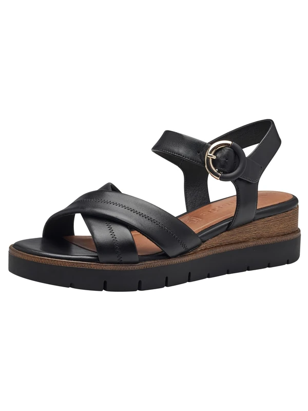 Tamaris Women’s sandal with wedge heel black 6.5 UK