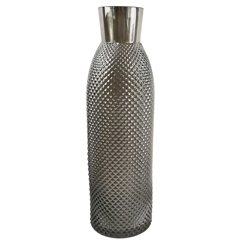 Designer Glass Vases, 50cm Smoke Grey - Image 1