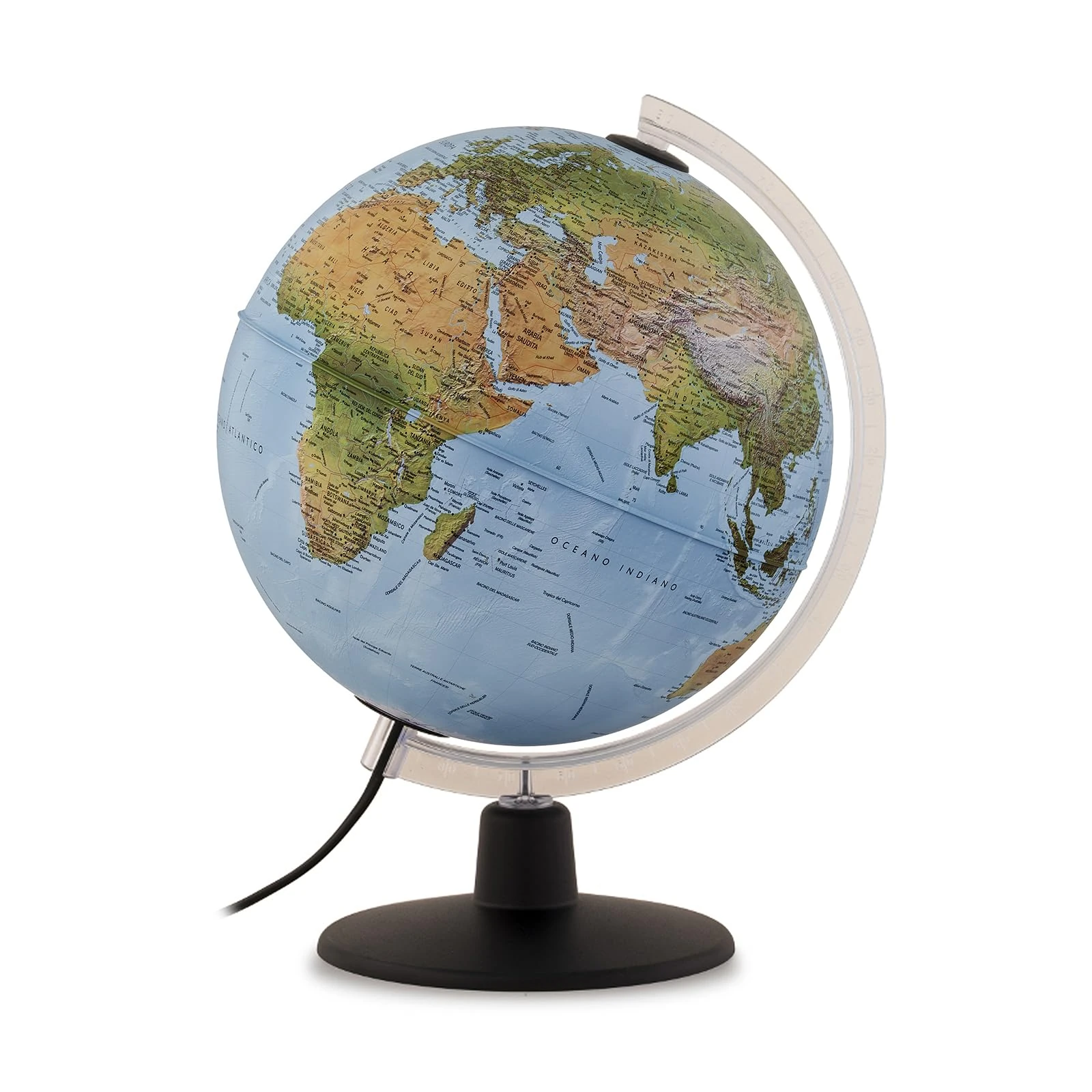 Tecnodidattica - GAIA 25 AR | Rotating, Light Up Globe for Kids | Augmented Reality with Interesting Facts about Nature and Culture | Physical & Political Cartography | 25cm Diameter | Text in English