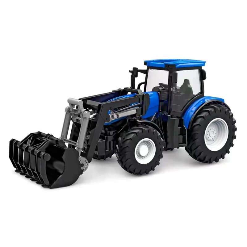 Kids Globe RC Tractor 2.4 GHz Bulldog with Light and Front Loader, Length: 27 cm, Blue, with Remote Control, from 6 Years, 510315
