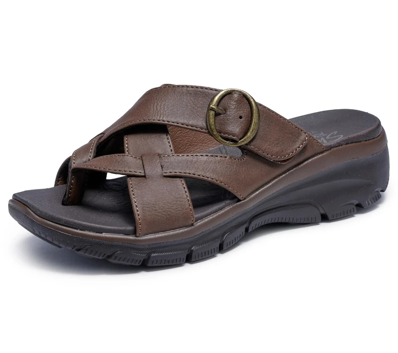 Skechers Women's Easy Going-Sundown Flip-Flop, Chocolate, 8.5