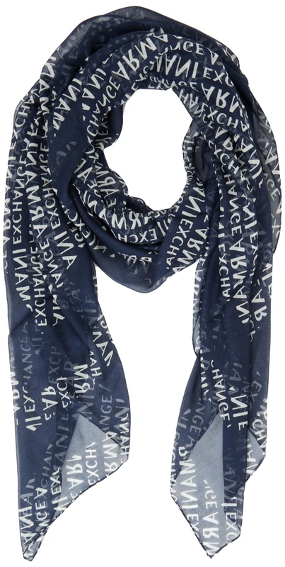 Armani Exchange Women's Essential, Printed Modal Scarf, Blue, One Size, blue, One size - Image 1