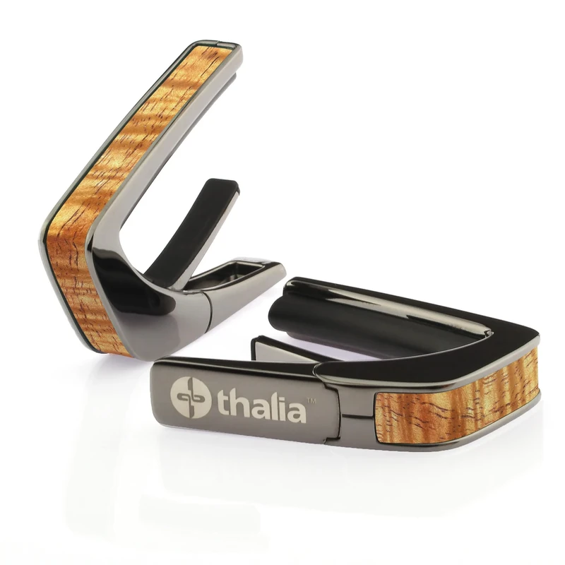 THALIA BLACK CHROME FINISH CAPO WITH AAA HAWAIIAN KOA INLAY