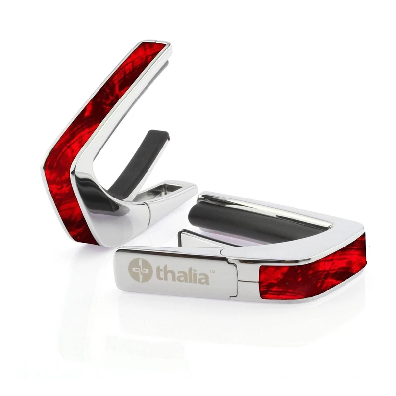 THALIA CHROME FINISH CAPO WITH RED ANGEL WING INLAY