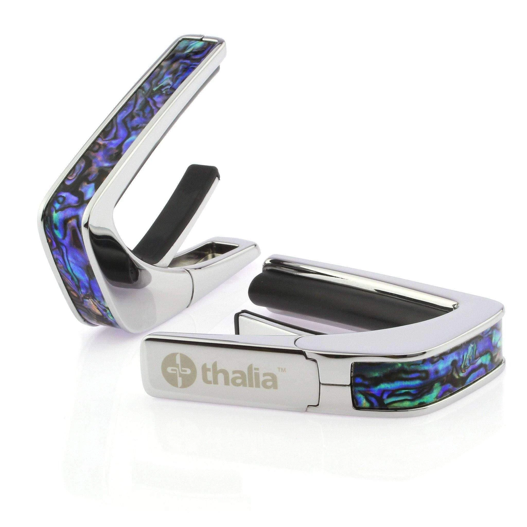 THALIA CHROME FINISH CAPO WITH BLUE ABALONE INLAY