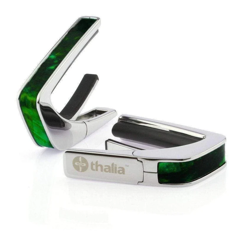 THALIA CHROME FINISH CAPO WITH GREEN ANGEL WING INLAY