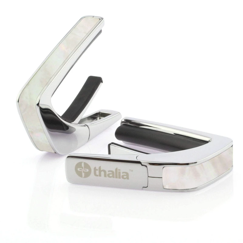Thalia Exotic Series Guitar Capo with Chrome Finish and White Mother of Pearl Inlay