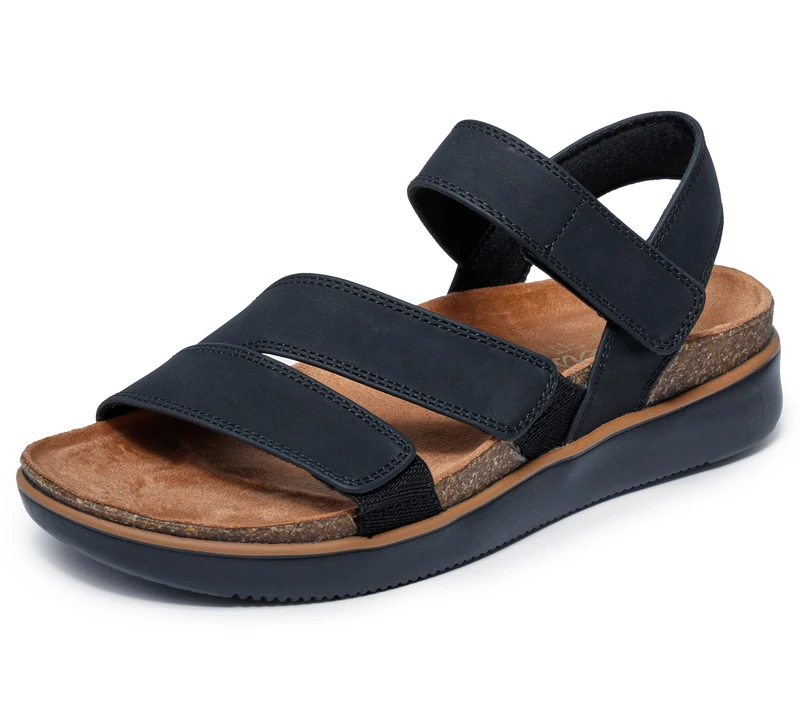 Skechers Lifted Comfort Womens Vegan Adjustable Strap Sandals Black