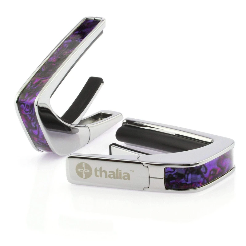 THALIA CHROME FINISH CAPO WITH PURPLE PAUA INLAY