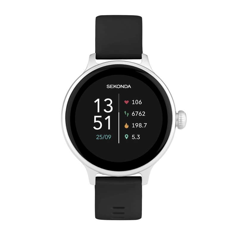 Sekonda Connect Smart Watch 40mm Watch in with Display, and Black Silicone Strap 40622