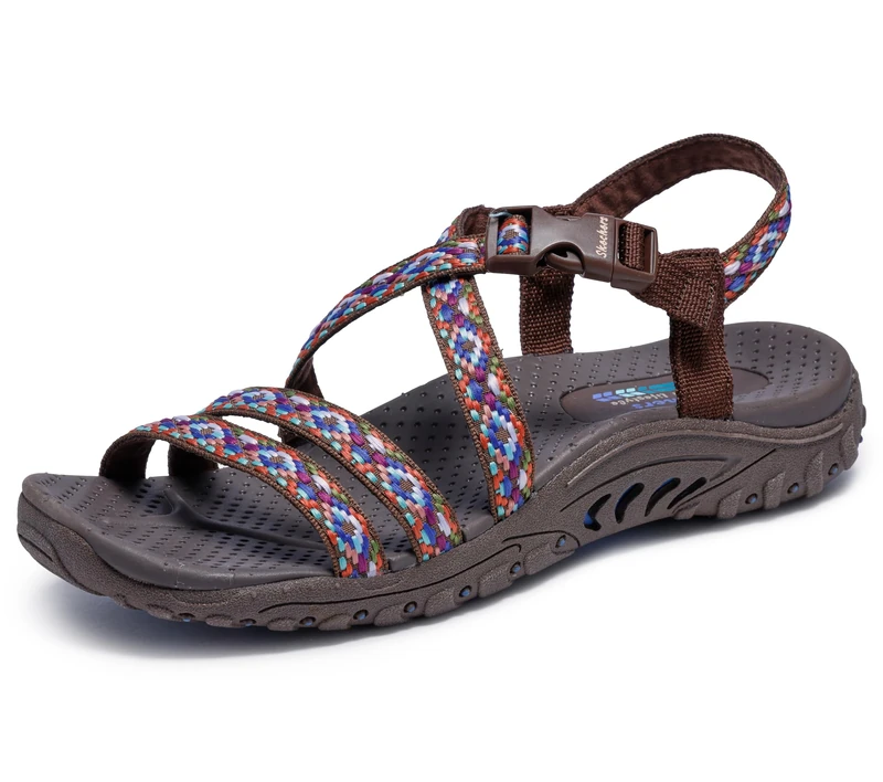 Skechers Women's Reggae-Dream Weaver Sport Sandal, Chocolate Multi, 10