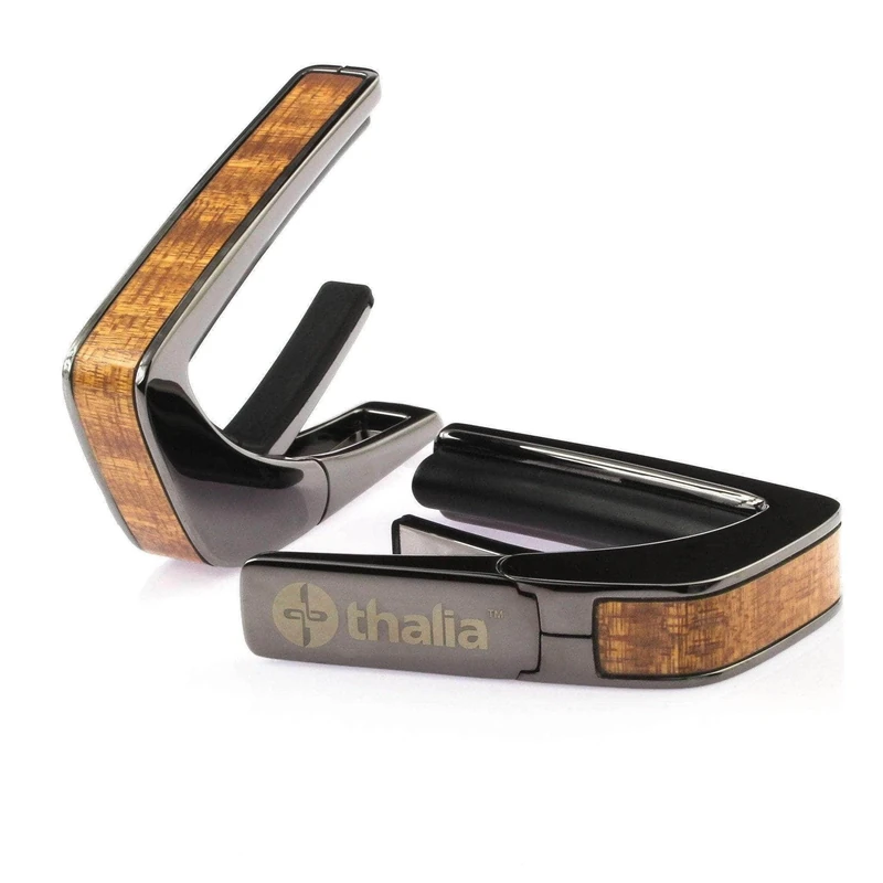 THALIA BLACK CHROME FINISH CAPO WITH SAPELE INLAY