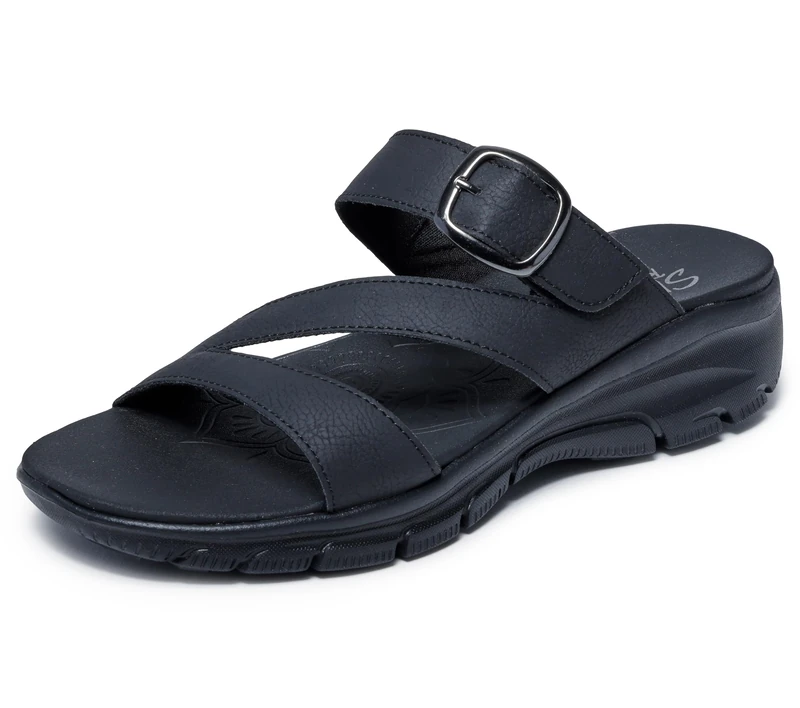 Skechers Women's Easy Going-Slide Sandal, Black/Black, 8