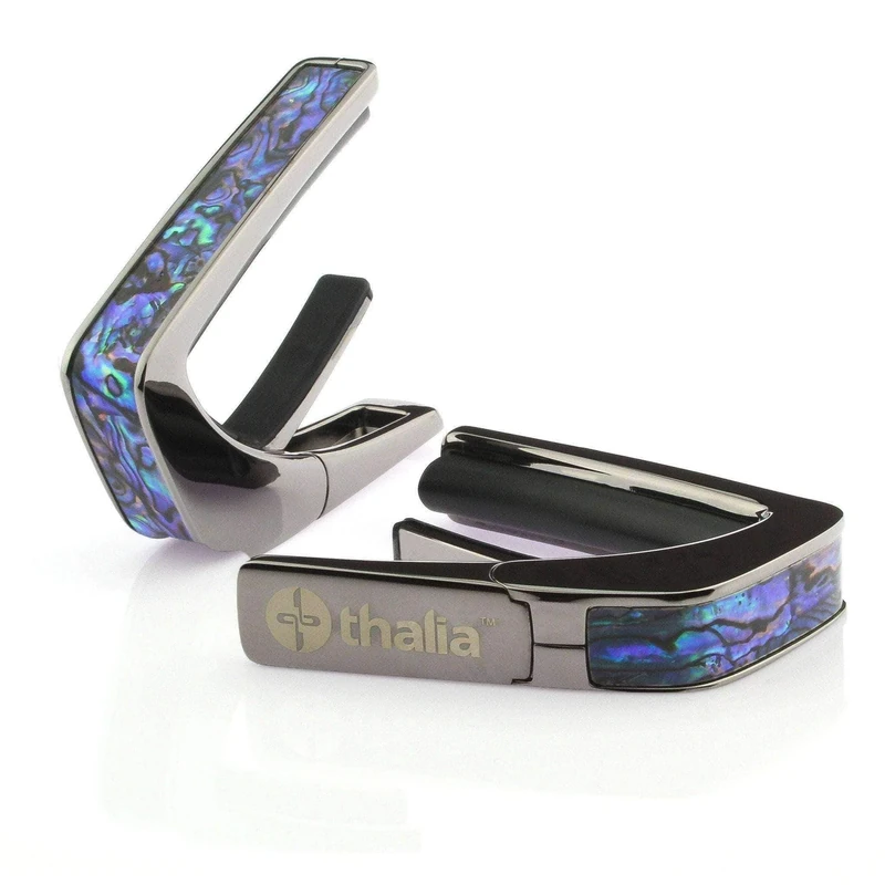 Thalia Exotic Series Black Chrome Finish Capo with Blue Abalone Inlay
