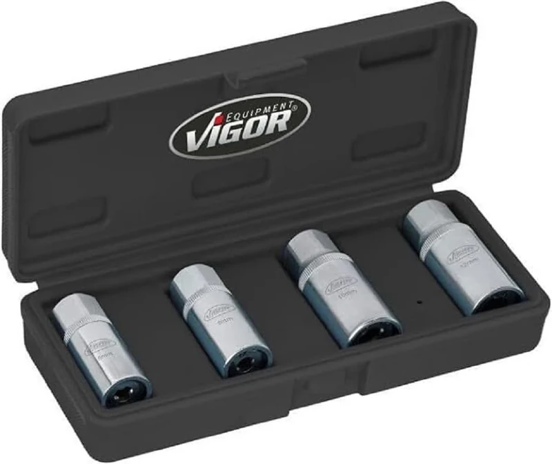 Vigor, Set of Stud extractors V6412/4, for The Installation and disassembly Without Damage of Studs and Set Screws, Simple, Versatile, Square Drive 12, 5 mm, 4 Pieces