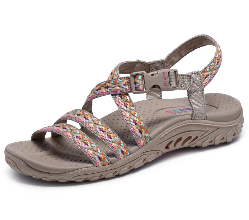 Skechers Women's Reggae-Dream Weaver Sport Sandal, Taupe Multi, 5 UK