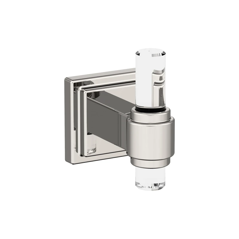 Amerock BH36060CPN | Clear/Polished Nickel Single Robe Hook | 2-15/16 in. (75 mm) Length Towel Holder | Glacio | Towel Hook for Bathroom | Bathroom Hardware | Bath Accessories - Image 1