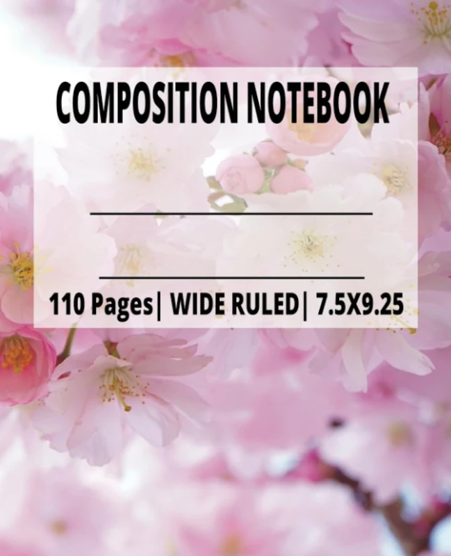 Composition Notebook: Cute Pink Flower: Cute pink aesthetic |7.5x9.25| WIDE RULED LINED 110 PAGES | CUTE AESTHETIC