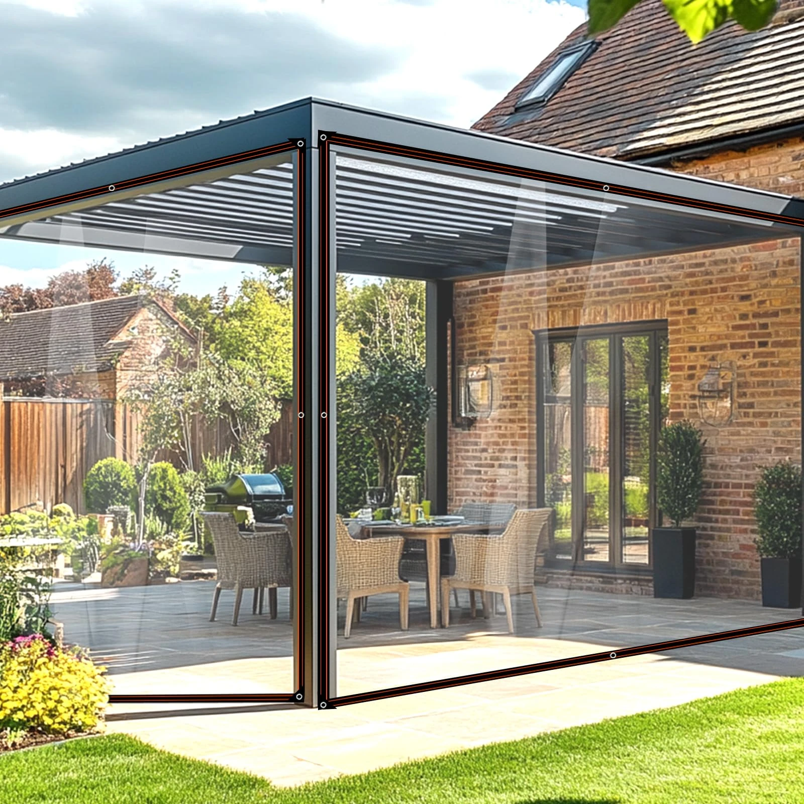 BeGrit Waterproof Tarpaulin with Eyelets 2m x 6m Heavy Duty Clear Tarp Reinforced Transparnt Rainproof Garden Cover for Balcony Greenhouse Outdoor Camping Gazebo