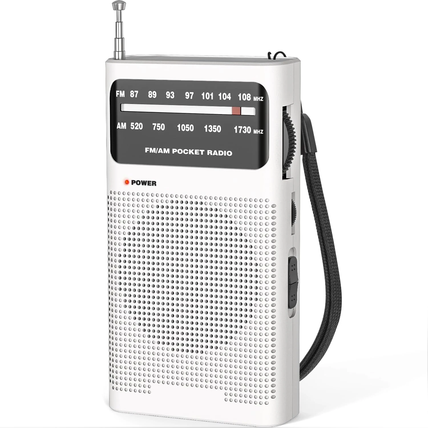 Small Portable FM/AM Radio with Excellent Sound Quality - White