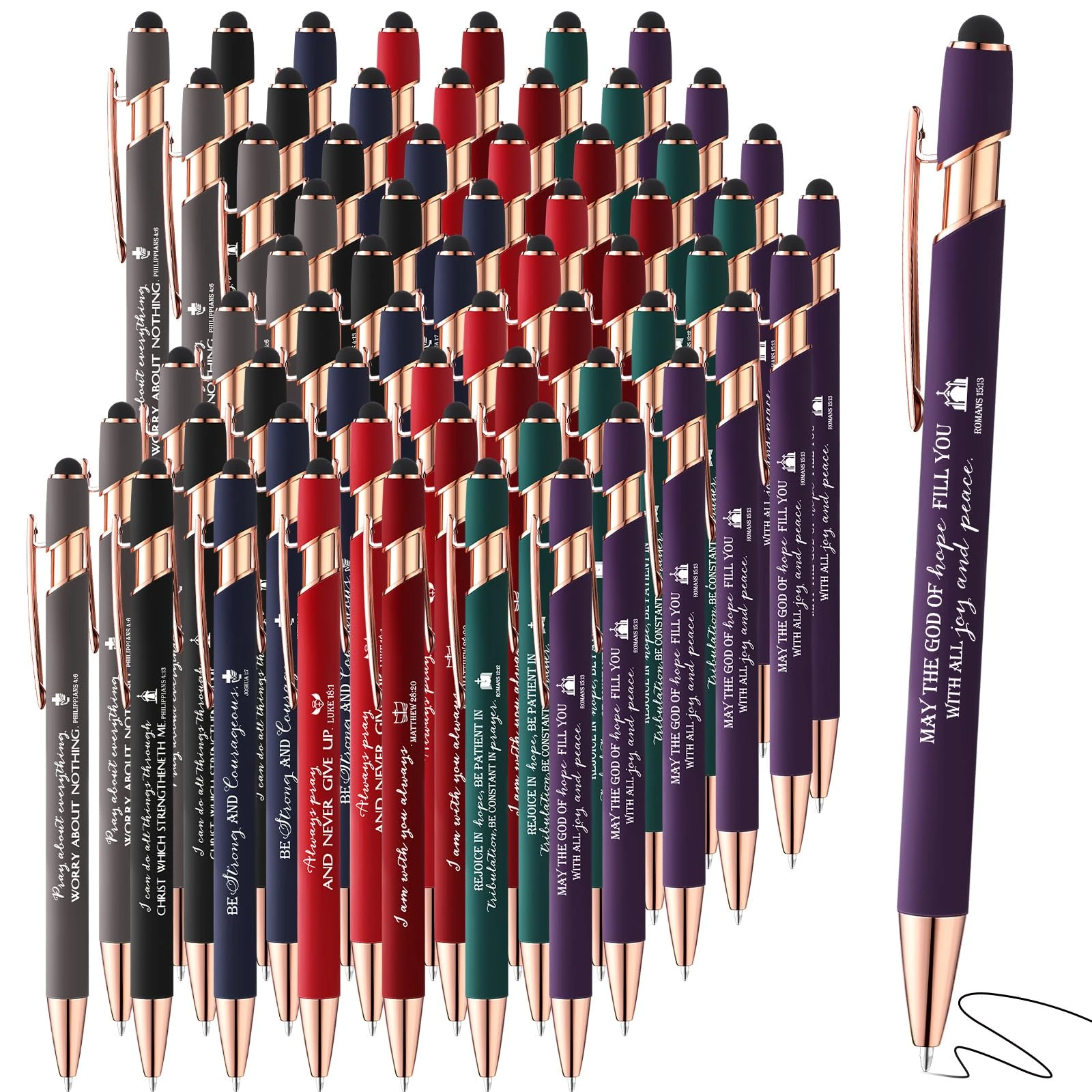 Fumete 84 Pcs Bible Verse Ballpoint Pens Christian Stylus Pen with Inspirational Quotes Bible Verse Gift Bulk for Touch Screens Women Men Back to School Set Church Sunday School Teacher