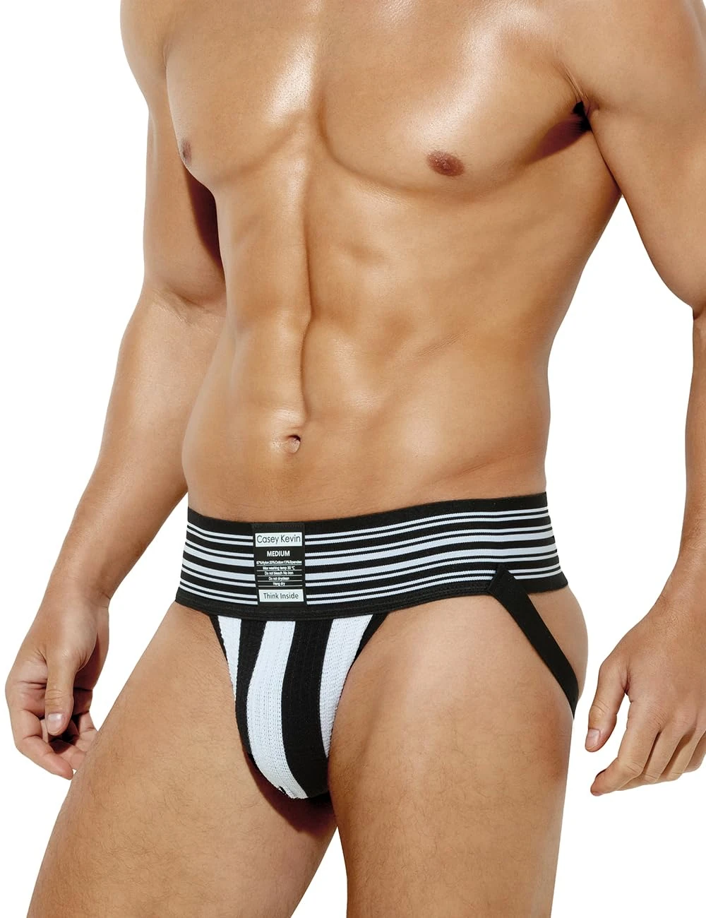Casey Kevin Mens Jockstrap Sexy Underwear Breathable Athletic Supporter for Male Jock Strap,A10-ck2213-stripe,M