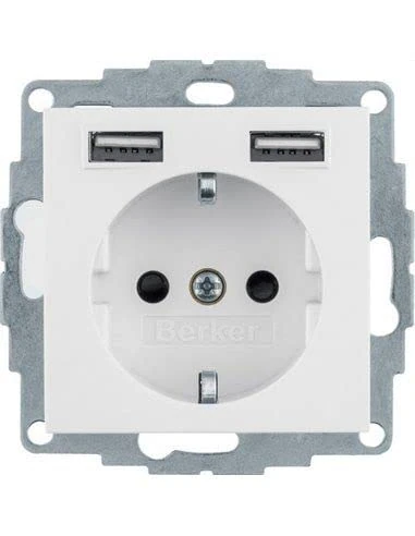 HAGER (KNX+DOM) 48038989 Toma SCHUKO/USB, S.x/B.x,bl Polar Brillo Power Type, Multicolor - Image 1