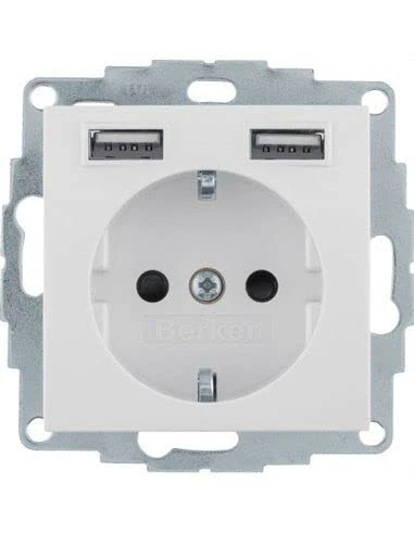 HAGER (KNX+DOM) 48038982 Toma SCHUKO/USB, S.x/B.x, Blanco Brillo Power Type, Multicolor - Image 1
