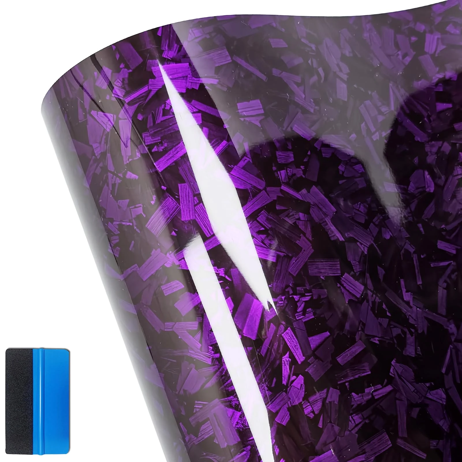 NewL Forged Carbon Fiber Gloss Purple Vinyl Wrap Sticker Free Bubble Air Release DIY Decal Car Auto Vehicle Morotcycle Self Adhesive (30cm x 100cm)