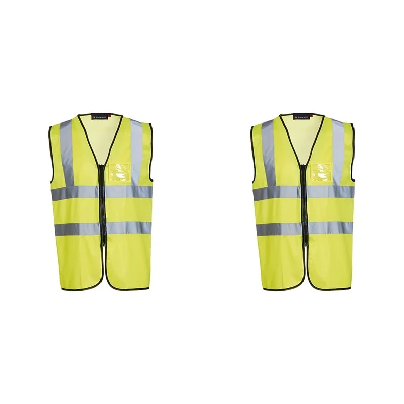 Blackrock Hi Vis Yellow Executive Sleeveless Vest Waistcoat, Men's and Women's Full-Length Zip, Lightweight, Reflective High Visibility Safety Wear, Fully EN Certified - Large (Pack of 2)