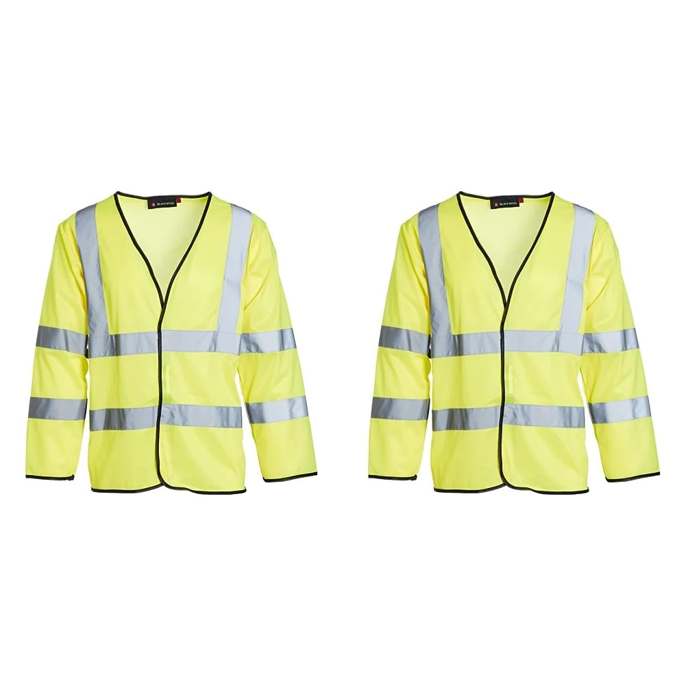 Blackrock Hi Vis Yellow Long Sleeve Waistcoat, Men's and Women's Lightweight and Comfortable, Reflective High Visibility Safety Wear, Fully EN Certified - XL (Pack of 2)