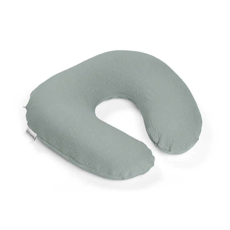 doomoo Nursing Pillow Softy - Ultra-Soft Organic Cotton Breastfeeding Pillow - Compact & Ergonomic Maternity Pillow - Fine Microbeads - Removable Washable Cover, Jersey Green