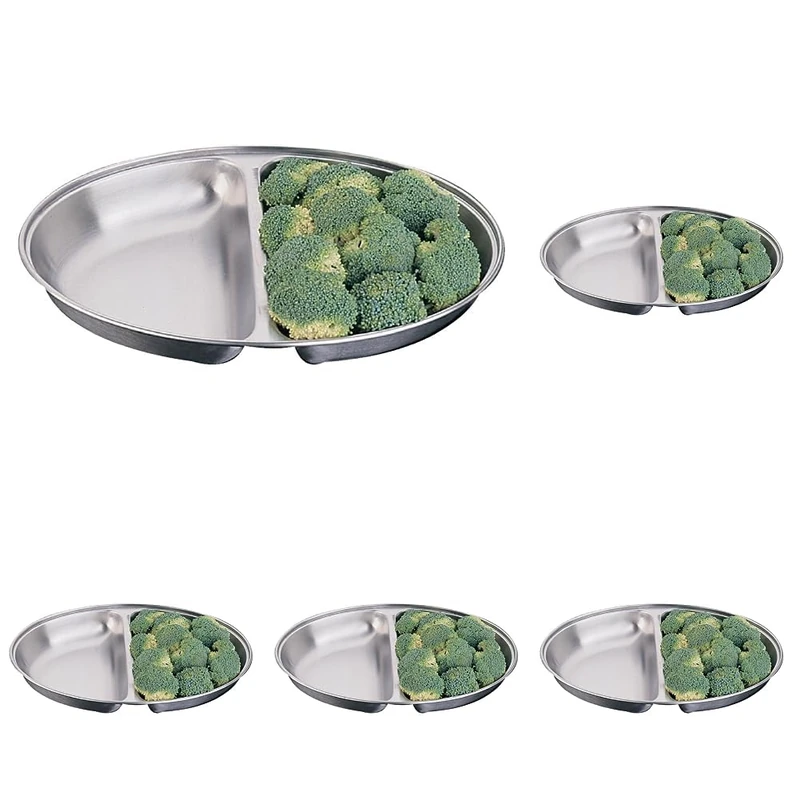 Olympia Oval 12" Vegetable Dish Stainless Steel Serving Plate Tableware (Pack of 5) - Image 1