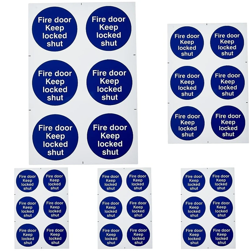 Scan SCA0153 Self adhesive PVC sign - Fire door Keep locked shut - 200 x 300mm, White (Pack of 5) - Image 1