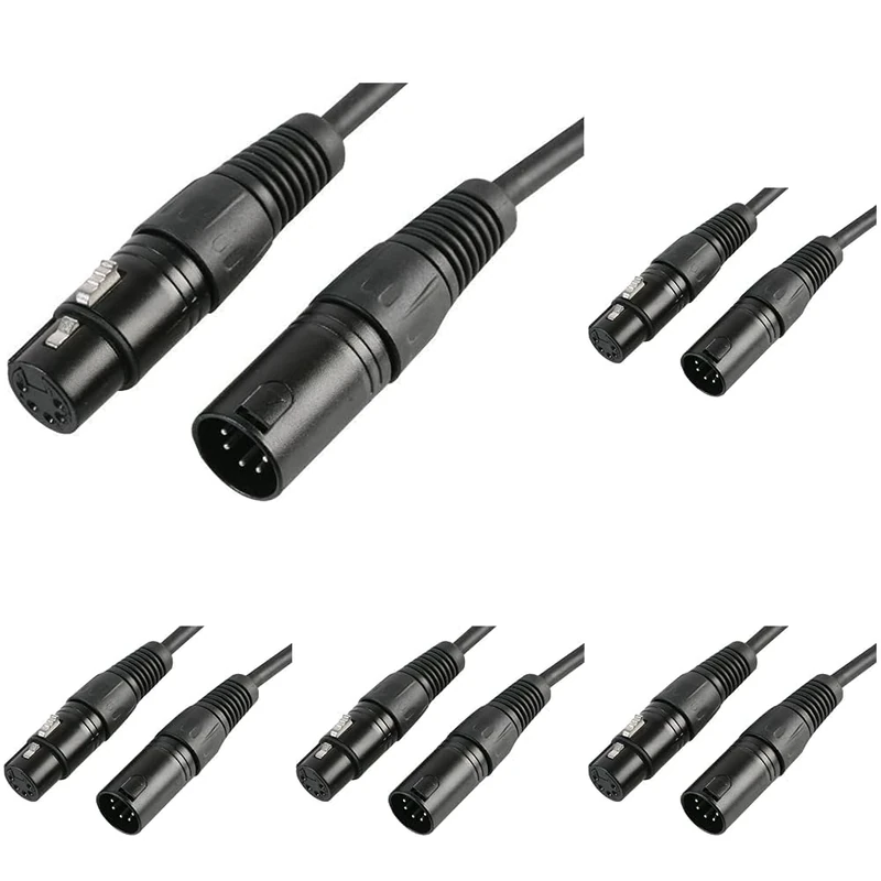 Pulse PLS00410 DMX Lead, 5 Pin XLR Male to Female, 2 Pair+Screen, 1m, Black (Pack of 5)