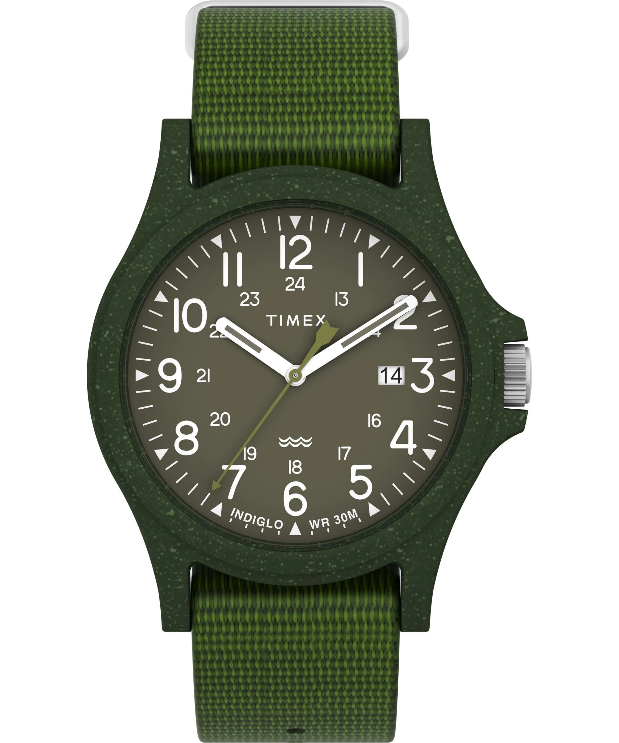 Timex Men's Trend 40 mm Watch - Green Eco-Friendly Slip-Thru Single Layer Green Dial Green Case TW2V96000