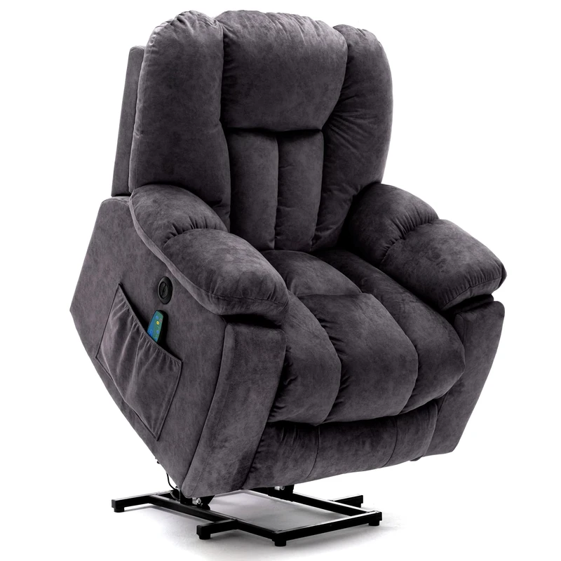 Merax Power Massage Lift Chair, Heat Vibration for Elderly, Heavy Duty and Safety Motion Reclining Mechanism, Antiskid Fabric Sofa Contemporary Overstuffed Design, Gray, 100x95x102CM - Image 1
