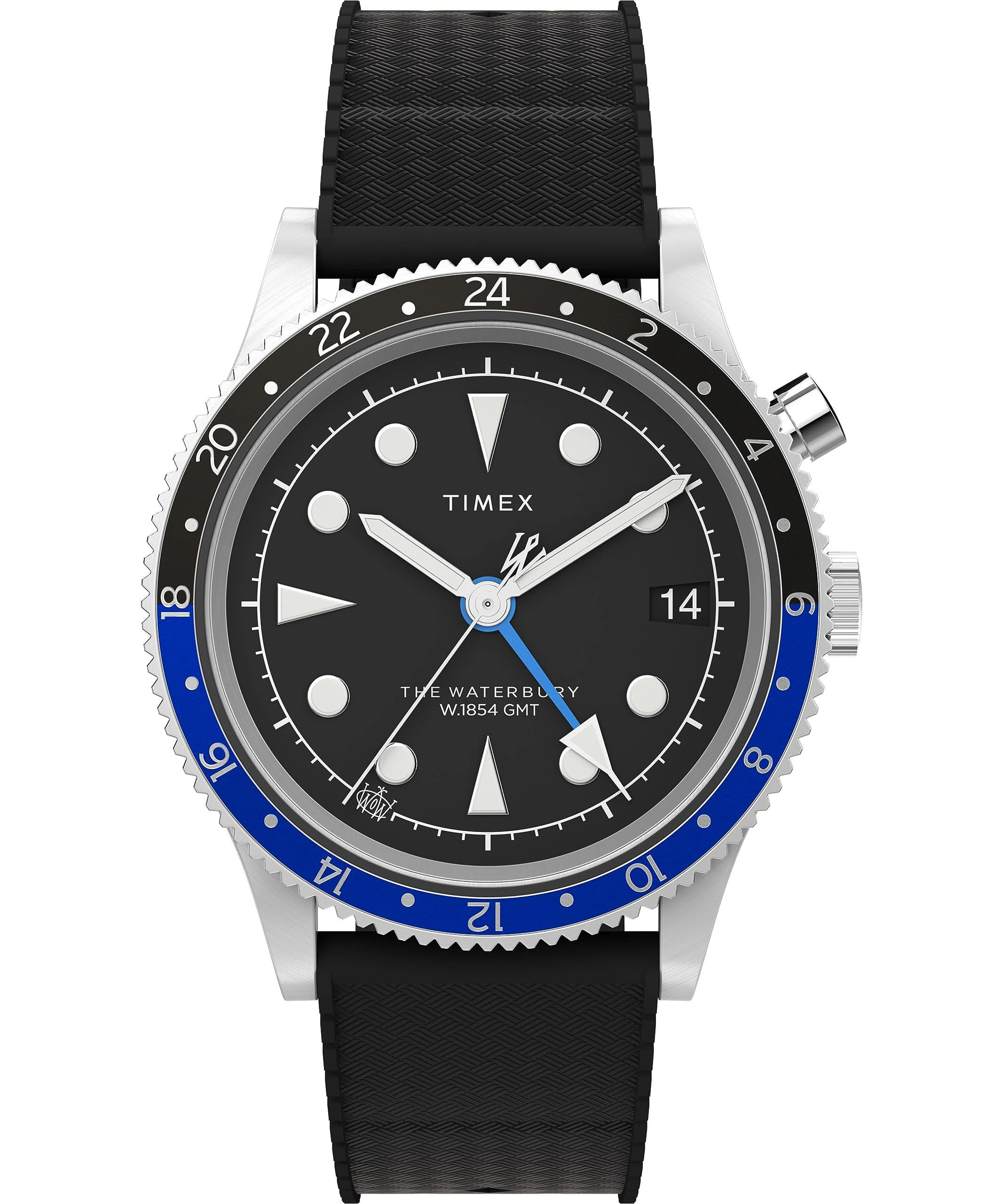 Timex Men's Waterbury 39 mm Watch - Black Synthetic Rubber Two- Piece Black Dial Stainless Steel Case TW2W22600