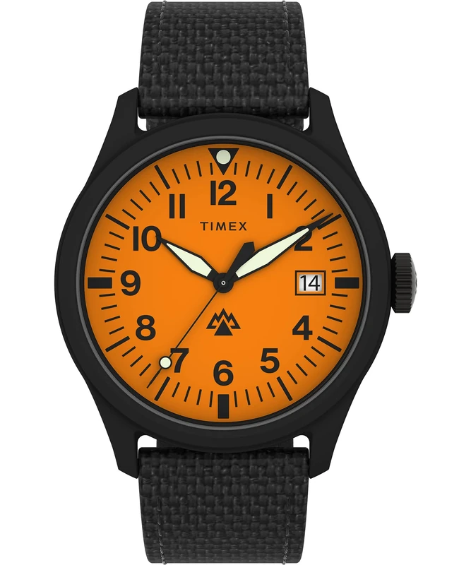 Timex Men's Expedition North 43 mm Watch - Brown Eco-Friendly Two-Piece Quick Release Strap Orange Dial Brown Case TW2W23700