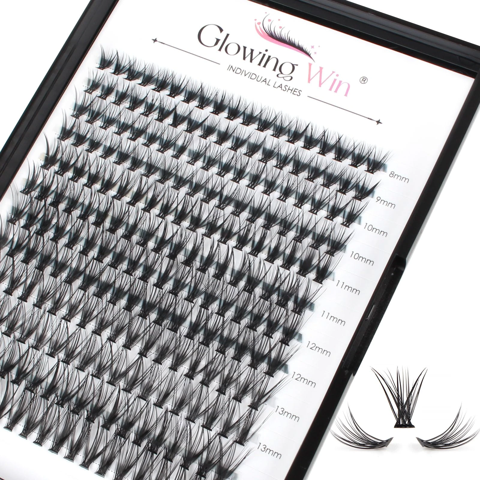Glowingwin Individual Lashes 228 PCS Cluster Lashes Volume False Eyelashes Individual Soft Reusable DIY Eyelash Extensions At Home(30D Mix8-15mm 0.07C Curl)